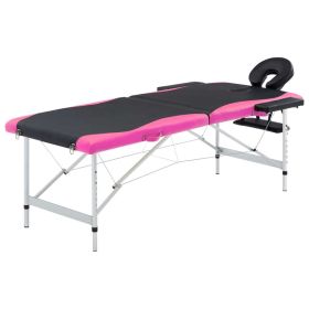 2-Zone Foldable Massage Table Aluminum Black and Pink